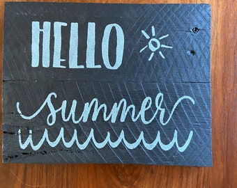 Hello Summer Wood Sign/Hello Summer Sign/Lake Hello Summer Sign/Wood Sign/Hello Summer/Lake Hello Summer/Lake House Decor/Sign/Summer Sign