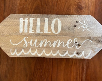 Hello Summer Wood Sign/Hello Summer Sign/Lake Hello Summer Sign/Wood Sign/Hello Summer/Lake Hello Summer/Lake House Decor/Sign/Summer Sign