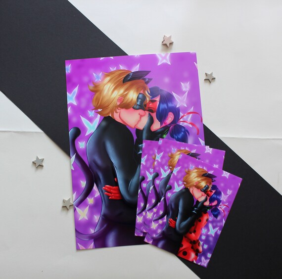 Miraculous Cat Noir Ladybug Art Print Fanart Adrien Agreste Marinette Dupain Cheng Ladybugxcatnoir Digital Art Superhero