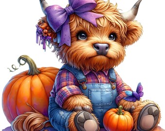Cute Highland Cow Sitting Png | Highland Cow Png | Cow Png | Cute Cow Png | Baby Cow Png | Highland Cow Clipart Vector Cutting File Png