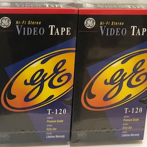 2 GE VHS T-120 Blank Video Tapes Premium Grade Sealed