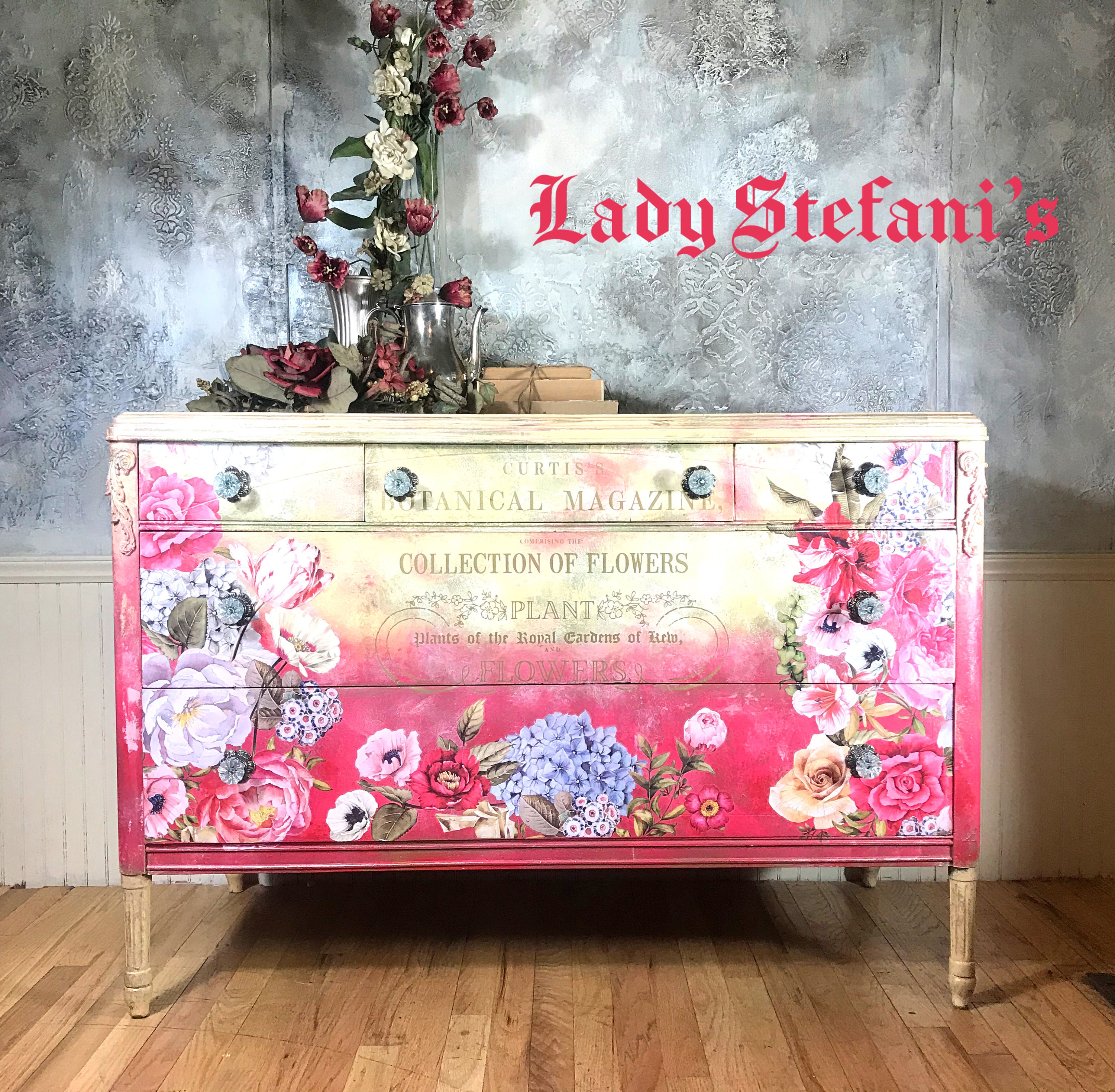 Hot Pink Decor Hot Pink Dresser Hand Painted Dresser Etsy