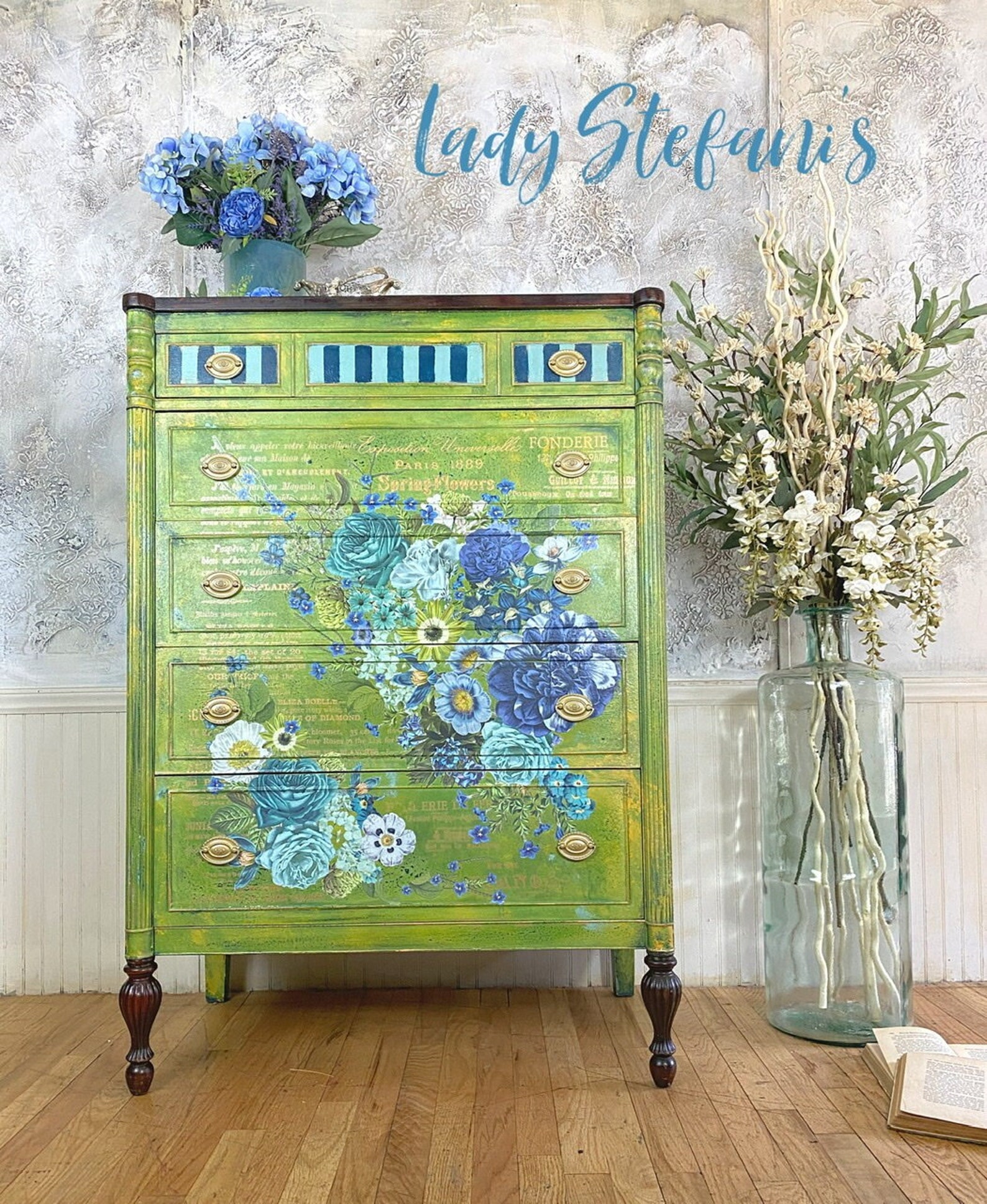 Victorian Dresser Hand Painted Dresser Vintage Dresser Boho Etsy