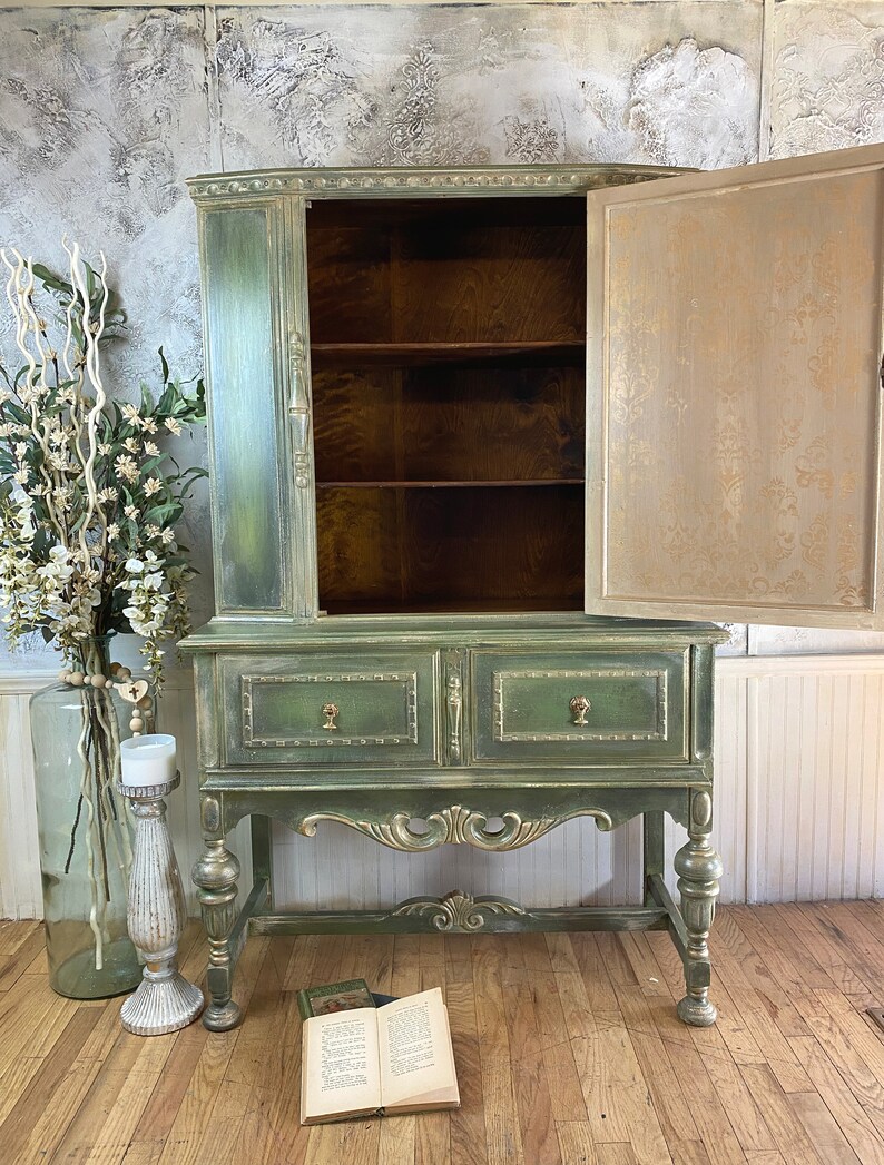 Victorian Jacobean Server Hand Painted Etsy