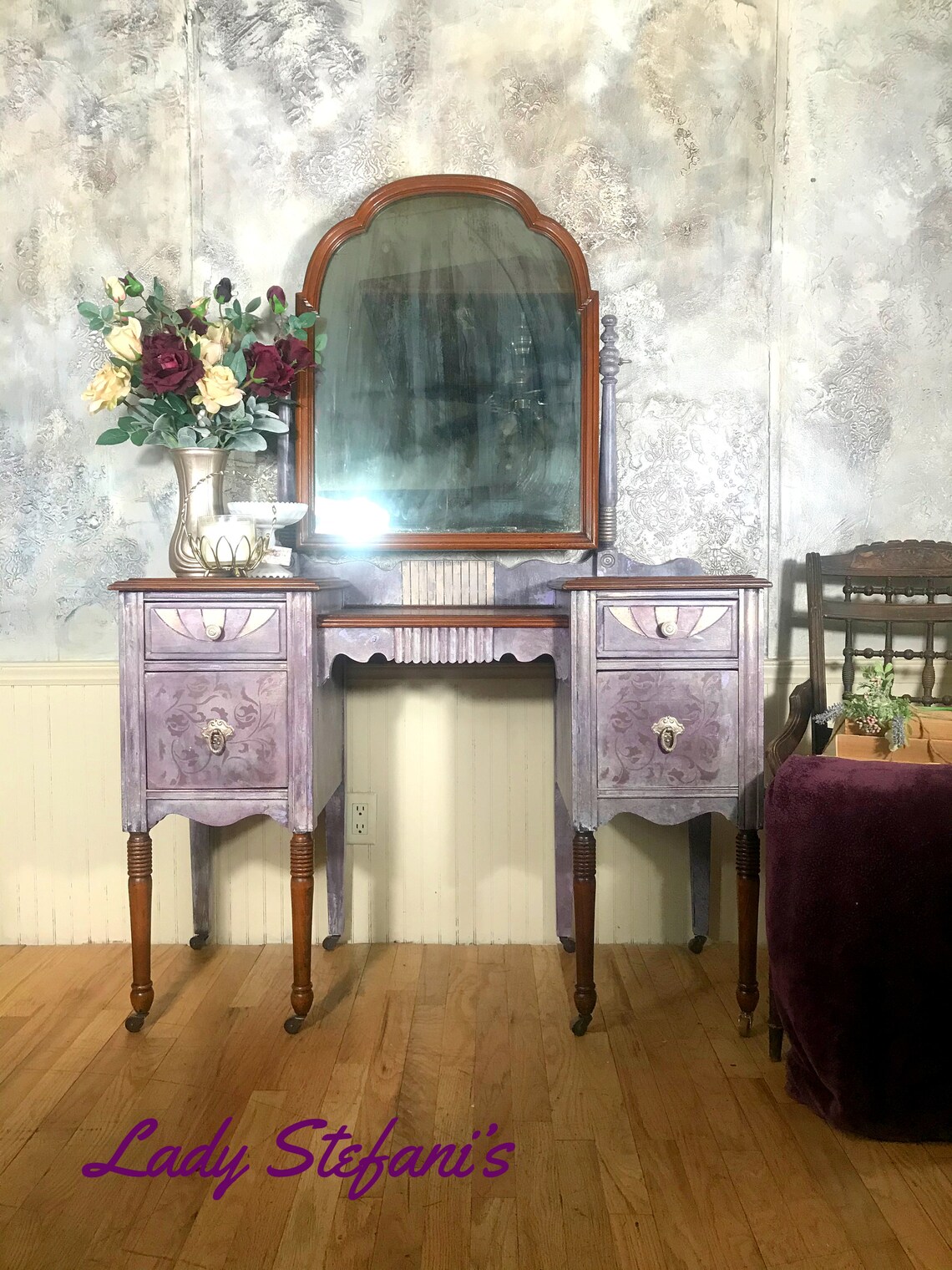 Hand Painted Vanity Antique Vanity Victorian Vanity Gothic Etsy