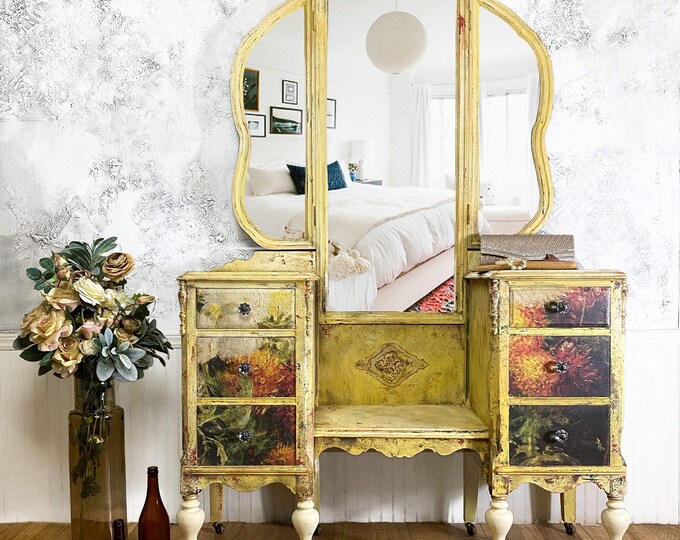 SAMPLE PIECE ONLY Black Antique Makeup Vanity With Mirror Etsy