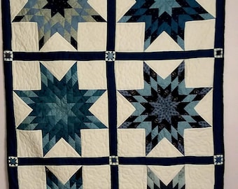 Hand Quilted Starz Quilt: Twin Bed Size (54.5X82)