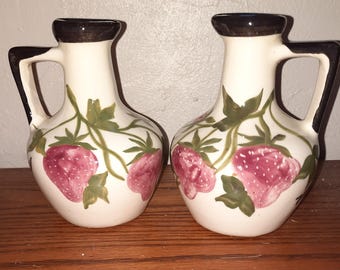 Worthington hand painted ceramic oil and vinegar cruets