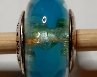 Retired Pandora Sterling/Murano Glass with Light Blue Stars