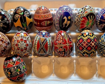 Pysanka Designed Jumbo Chicken Easter Eggs