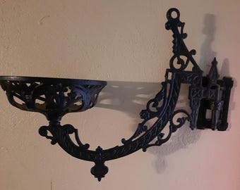 Vintage Victorian Oil Lamp Wall  Holder set