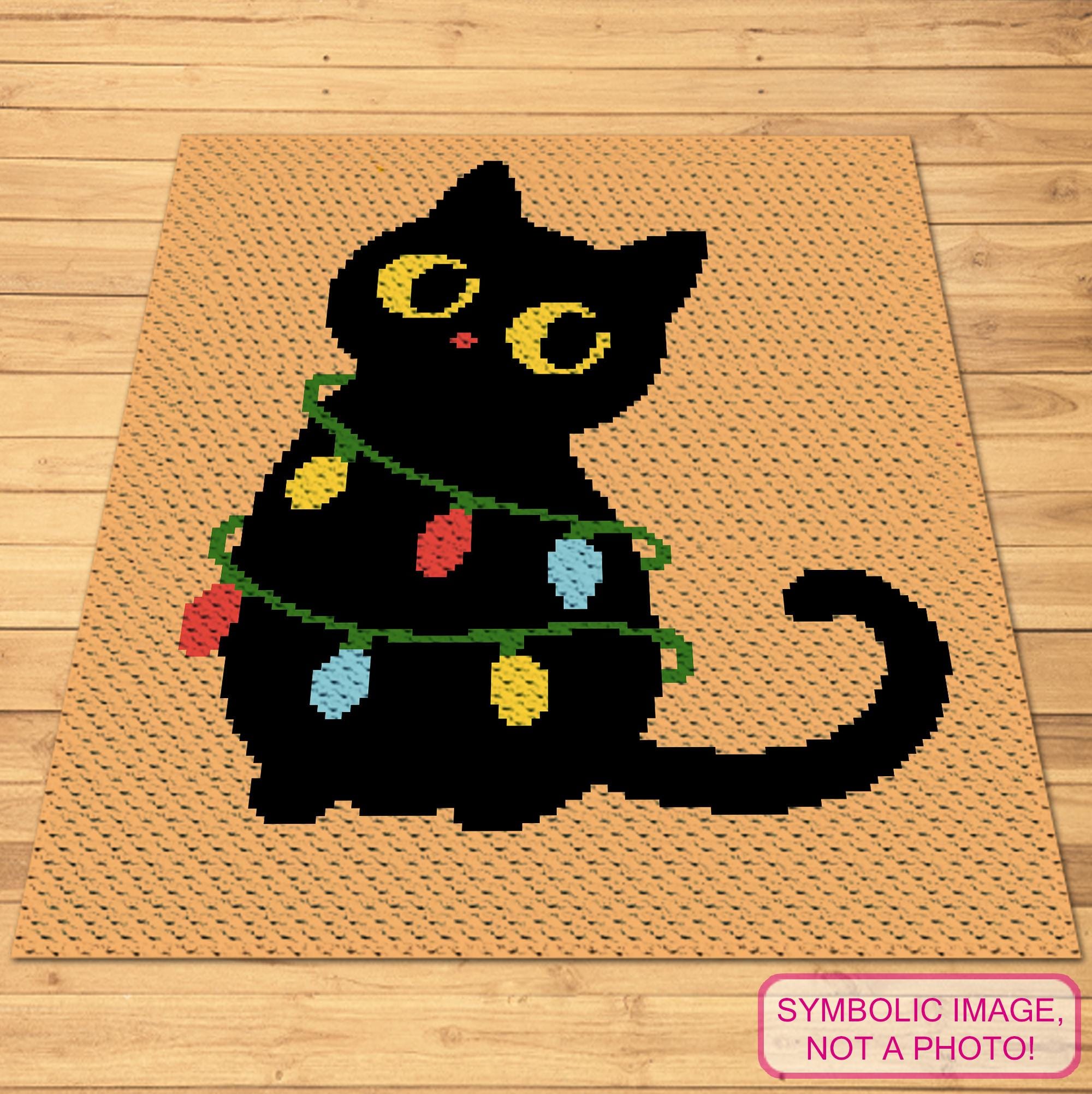 40 Graph C2C Crochet Patterns: Boost Your Skills With These Unique Designs 24 C2C Christmas Cat Crochet