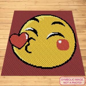 Virkad emoji, C2C Graphgan-mönster, Virkad filtmönster med skriftliga instruktioner, Alla hjärtans dag-virkmönster, Virkad kärlek