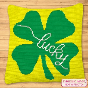Crochet Clover Pattern - Tapestry Crochet Blanket and Pillow Pattern with Written Instructions - St Patricks Day Crochet Pattern