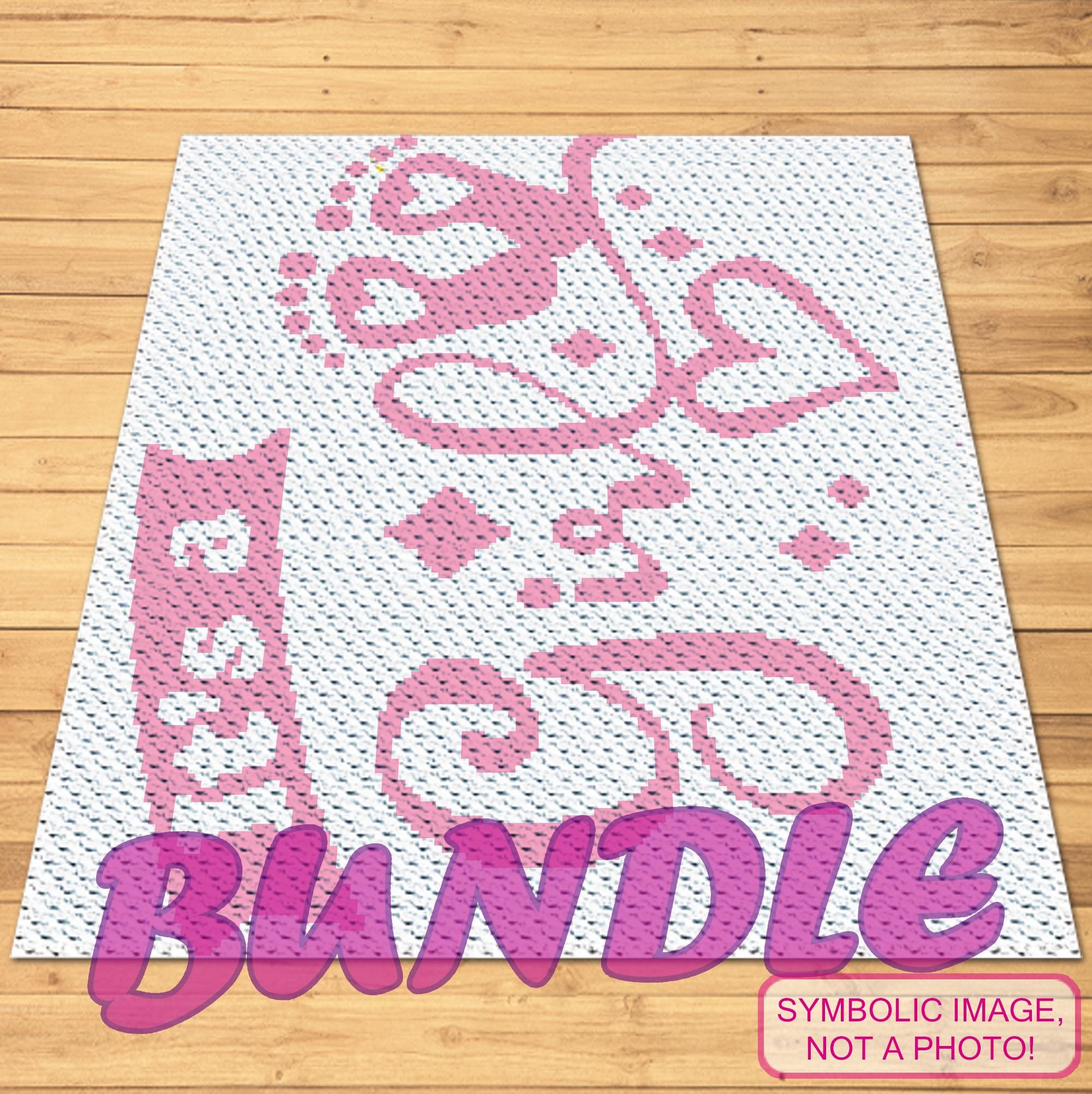 Crochet Baby Girl Pattern BUNDLE - C2C Graphgan Pattern and Crochet Pillow Pattern with Written Instructions