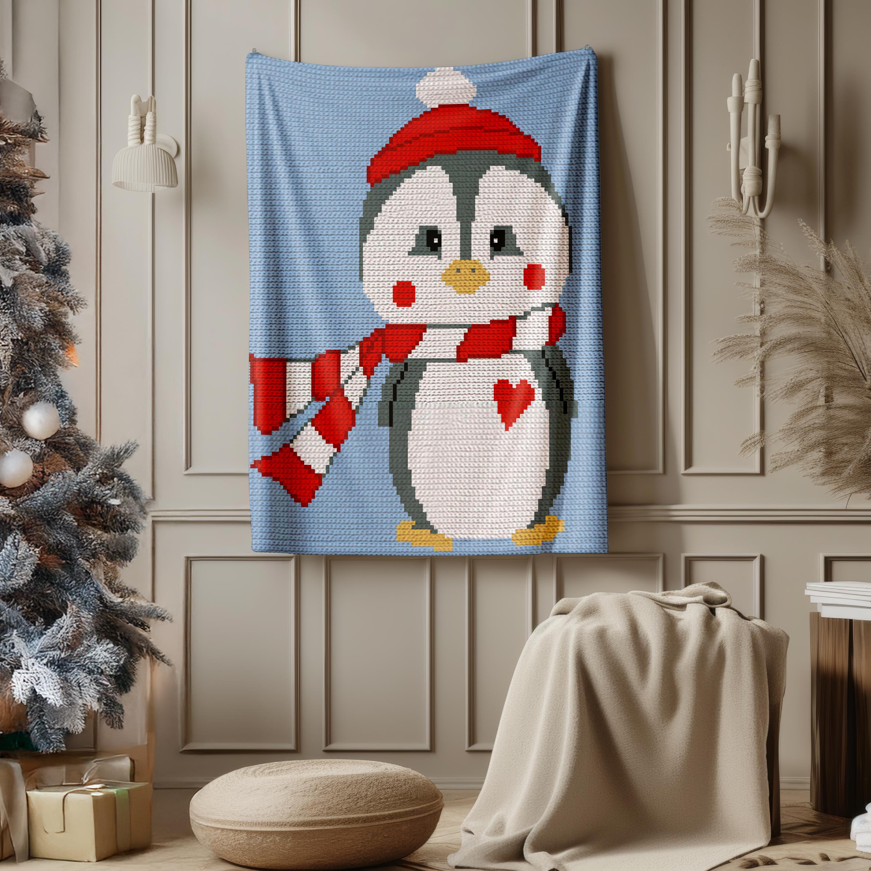 39 Crochet Penguin Patterns, Amigurumi, Blankets, and Keychains 35 Crochet Penguin Pattern C2C Christmas Blanket