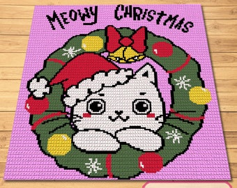 Patrones De Ganchillo Navideños - Patrón De Ganchillo De Gato, Almohada De Gato De Ganchillo - Manta De Animales De Ganchillo, Patrón Afgano De Corona De Ganchillo