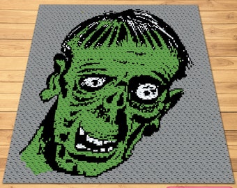 C2C Crochet Zombie Pattern - C2C Halloween Crochet Blanket Pattern with Written Instructions, Corner to Corner Pattern, Creepy Crochet