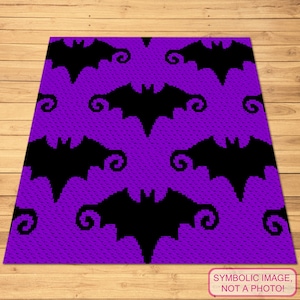 Crochet Bat Pattern, C2C Crochet Halloween Blanket Pattern, Corner to Corner Pattern, Scary Crochet Pattern, C2C Goth Pattern