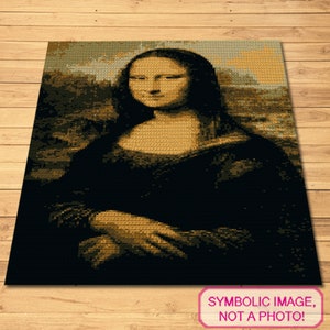 Crochet Portrait Mona Lisa - Tapestry Crochet Blanket Pattern with Written Instructions, Crochet Art Pattern, Crochet Painting