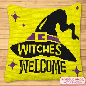 Crochet Witch Hat Pattern, Crochet Halloween Pillow, Crochet Halloween Decor Pattern, Crochet Blanket Pattern, Crochet Witch Pattern