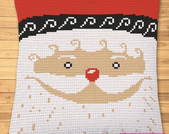 かぎ針編みのサンタのパターン、クリスマスのサンタの枕、かぎ針編みの枕のパターン、かぎ針編みのサンタクロース、かぎ針編みのグラフガンのパターン