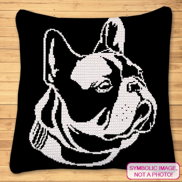 Bouledogue français au crochet - Modèle de couverture pour chien au crochet et modèle d'oreiller au crochet avec instructions écrites. Modèle d'animaux au crochet