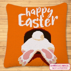 Crochet Easter Bunny - Tapestry Crochet Pillow Pattern with Written Instructions, Ccrochet Blanket Pattern, Crochet Rabbit Pattern
