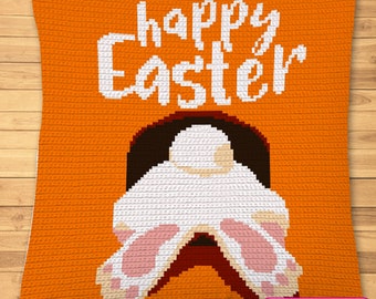 Crochet Easter Bunny - Tapestry Crochet Pillow Pattern with Written Instructions, Ccrochet Blanket Pattern, Crochet Rabbit Pattern