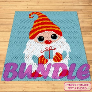 Crochet Gnome Pattern BUNDLE, Christmas Crochet Afghan Pattern, Crochet Gnome Pillow Pattern, Winter Crochet Blanket, C2C Graph Pattern