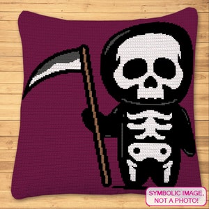 Crocher Grim Reaper Pattern, Crochet Pillow Pattern, Crochet Blanket Pattern, Halloween Crochet Graphghan Pattern, Crochet Afghan Pattern