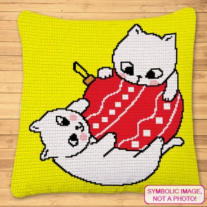 Christmas Crochet Patterns - Cat Crochet Pattern, Crochet Cat Pillow - Crochet Animal Blanket, Crochet Graphgan Pattern, SC Crochet Pattern