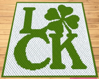 Clover Clover Muster - C2C afghanische Häkelanleitung mit schriftlicher Anleitung - St Patricks Day Häkelanleitung