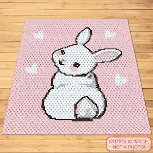 Crochet Bunny Pattern, C2C Graphgan Pattern, Crochet Afghan Pattern, Crochet Rabbit Pattern, Corner to Corner Blanket Pattern, Cute Crochet
