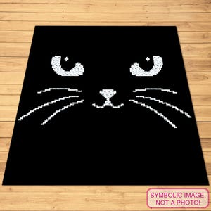 May include: Black square rug featuring a pixelated cat face with white eyes, nose, and whiskers. The rug has a simple, minimalist design. The text "SYMBOLIC IMAGE, NOT A PHOTO!" is in the bottom right corner.