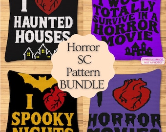 Crochet Horror Movie Pattern BUNDLE, Tapestry Crochet Pattern, Crochet Cushion Pattern, SC Crochet Blanket Pattern, Scary Crochet Pattern