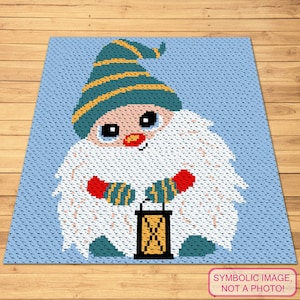 C2C Crochet Gnome Pattern, Christmas Crochet Afghan Pattern, Winter Crochet Blanket, C2C Crochet Graphgan Pattern, Adorable Crochet Pattern