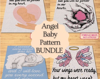 Virkat Baby Loss-mönsterpaket, Virkat Ängelbabymönster, Virkat Filtmönster med SC, Virkat Minnesmönster, Virkat Grafitmönster