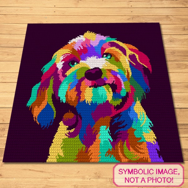 Crochet Dog Pattern, Colorful Crochet Pattern, Dog Crochet Blanket Pattern, Crochet Graphgan Pattern, Crochet Animal Pattern, Crochet Art