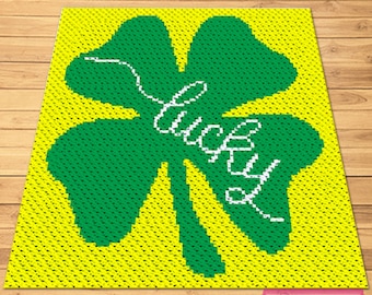 Crochet Clover Pattern - C2C Graphgan Pattern with Written Instructions - St. Patricks Day Crochet Pattern, Crochet Flower Pattern