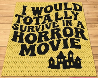 Horror Movie Crochet Pattern - C2C Crochet Afghan Pattern with Written Instructions, Funny Crochet Pattern, Easy Crochet Pattern