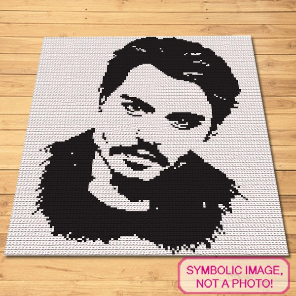 Crochet Celebrity Johnny Depp, Crochet Blanket Pattern, Crochet Graphgan Pattern, Crochet Afghan Blanket Pattern, Crochet Portrait Pattern