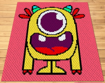 Crochet Monster - C2C Blanket Pattern - Halloween Crochet Pattern
