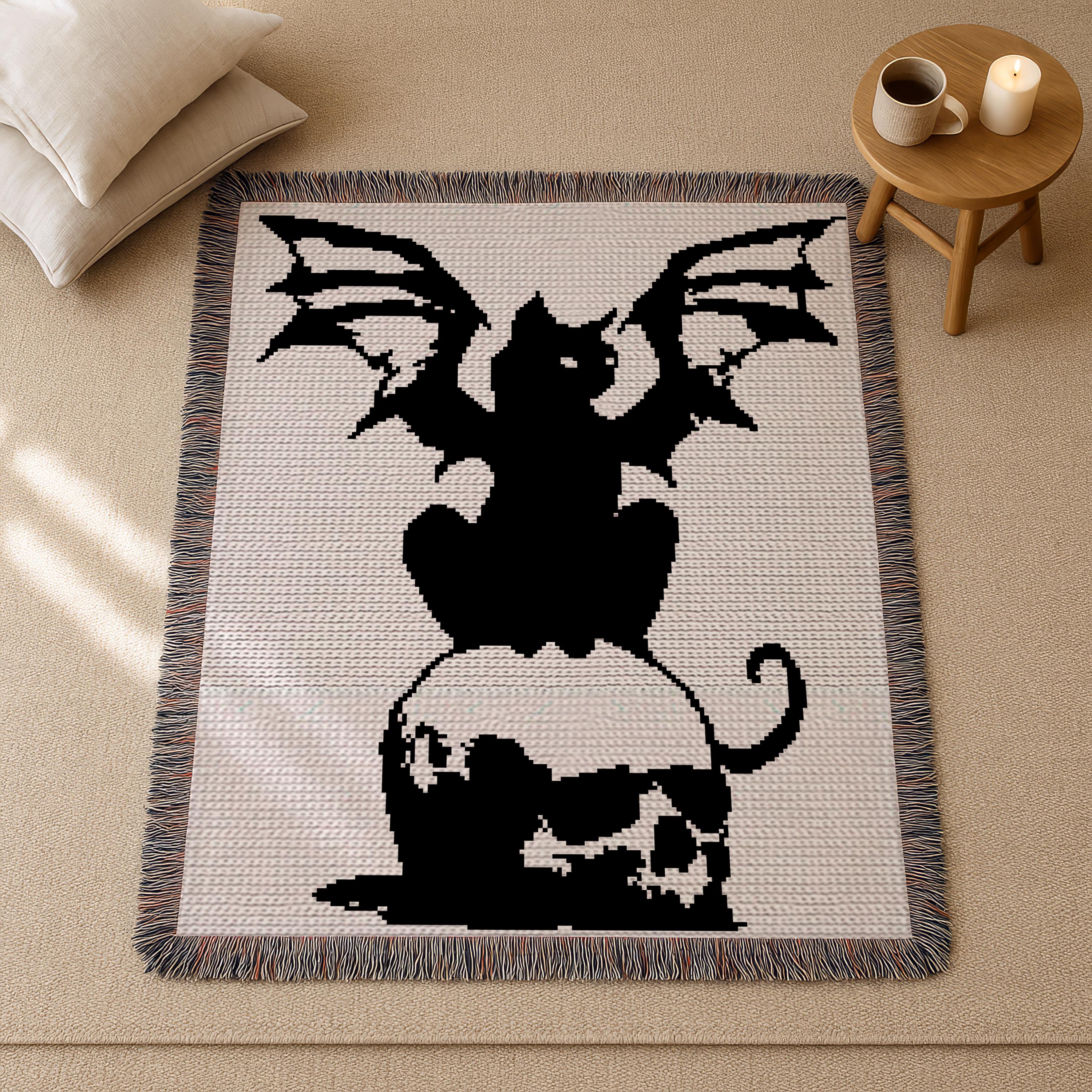 Goth Cat and Skull Graphgan Pattern