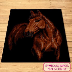 Crochet Horse Pattern, Tapestry Crochet Blanket Pattern, Crochet Graphgan Pattern, Crochet Animal Pattern, Crochet Afghan Patterns PDF image 1