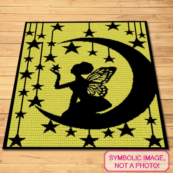 Crochet Fairy Pattern - SC Crochet Blanket Pattern - Crochet Moon Pattern, Crochet Stars, Crochet Graphghan, Crochet Butterfly Pattern