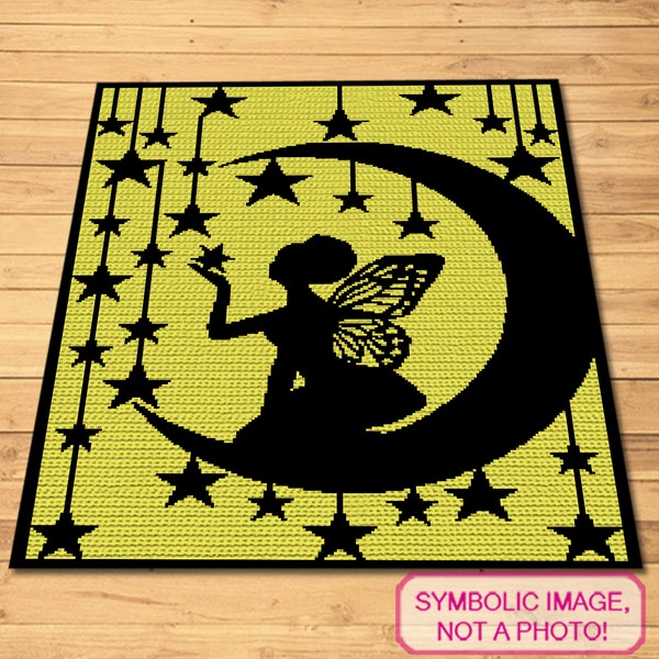 Crochet Fairy Pattern - SC Crochet Blanket Pattern - Crochet Moon Pattern, Crochet Stars, Crochet Graphghan, Crochet Butterfly Pattern