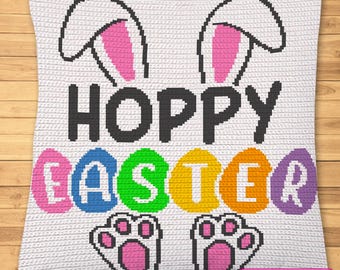 Easter Crochet Pattern, Crochet Bunny Pattern, Easter Decor, Crochet Graph, Crochet Pillow Pattern, Easter Egg, Tapestry Crochet Pattern