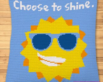 Crochet Sun Pillow, Sun Blanket Pattern, Inspirational Blanket Pattern, Crochet Cushion Pattern, Crochet Graphgan Pattern