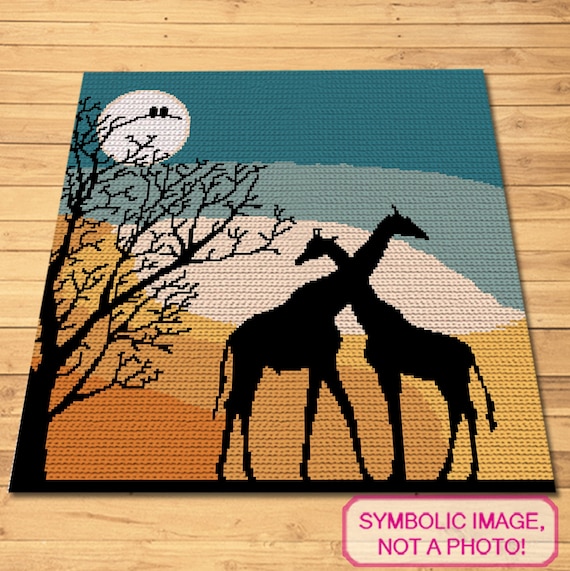 Crochet Landscape - Tapestry Crochet Blanket Pattern - Summer Crochet Pattern, Crochet Nature, Crochet Graphghan, Crochet Giraffe Pattern